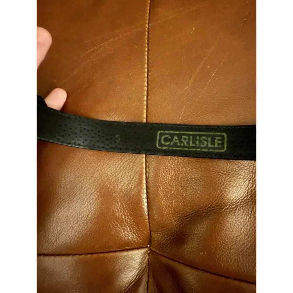 VTG Carlisle Black Silver Western Art Deco Leather Belt S